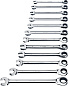 Набор ключей комбинированных гаечных трещоточных ЗУБР 12 шт, 8 - 22 мм 27075-H12