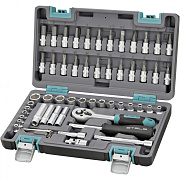 Набор инструментов, 1/4", CrV, пластиковый кейс 57 предм Stels
