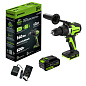 Дрель-шуруповерт ударная Greenworks GD24DD140, 24V,б/щет,0-550/0-2100 об/мин,70/140Нм,1x5Ач,ЗУ