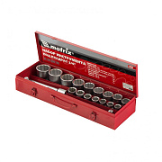 Набор торцевых головок, квадрат, 3/4", головки 19 х 50 мм, 20 предм., в метал. боксе// Matrix