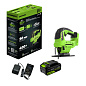 Лобзик акк. Greenworks GD24JS90, 24V, б/щет, 90 мм,0-3000/мин,4 ст.маятник,LED,1х4Ач,ЗУ