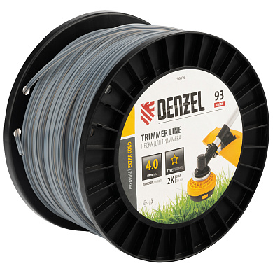Леска для триммера двухкомпонентная звезда, 4,0мм х 93м, на DIN катушке EXTRA CORD Denzel