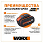 Мойка высокого давления бесщеточная WORX WG630E, 20В, 20 бар, 1*4,0 Ач и ЗУ