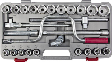 Набор торцовых головок НИЗ ″Шоферский инструмент №4″, 1/2″, сталь 40Х, в пластиковом кейсе, 26 предм