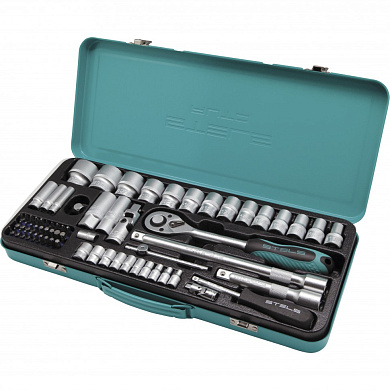 Набор торцевых головок с трещоткой, 1/2" и 1/4", 69 предм.// Stels