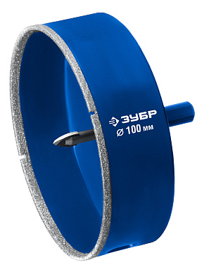 Алмазная коронка ЗУБР АГК d 100 мм (центр. сверло, трехгр. хвост, Р60)