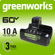 Быстрое зарядное устройство для двух аккумуляторов Greenworks G60DC10, 60V, 10А (2954407)