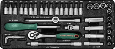 Набор головок торцевых 1/4"DR, 4-13 мм, 41 предмет Jonnesway