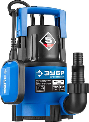 Дренажный насос ЗУБР НПЧ-Т3-750 с минимальным уровнем откачки, 750 Вт, Профессионал