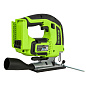 Лобзик акк. Greenworks GD24JS120, 24V, б/щет, 120 мм, 0-3500/мин, 4-ст.маятник, алю.подошва,LED,1х2А