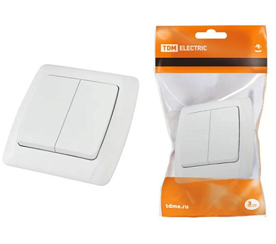 Выключатель Онега TDM с/у 2кл  10A белый SQ1805-0002*