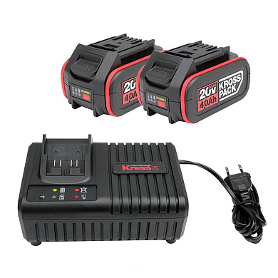 Комплект: Аккумулятор KRESS 20В 4Ач х 2шт., Зарядное устройство 6А