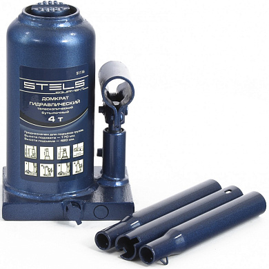 Домкрат гидравлический бутылочный телескопический, 4 т, h подъема 170–420 мм Stels