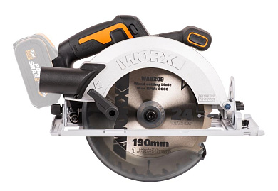 Циркулярная пила аккумуляторная бесщеточная WORX WX520.9, 20В 190 мм, без АКБ и ЗУ
