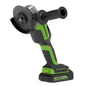 Угловая шлифовальная машина, аккумуляторная Greenworks GD24AG, 24V,  бесщеточная c 1хАКБ 2 Ач и ЗУ в