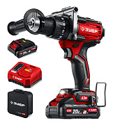 Бесщеточная ударная дрель-шуруповерт ЗУБР 20 В, 165 Н·м, 2 АКБ LMS (2 А·ч)