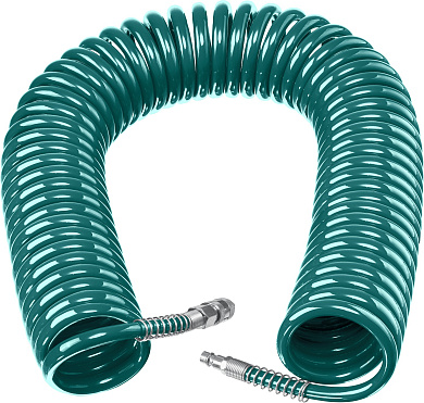 Воздушный спиральный шланг с фитингами рапид 20 м, 8х12 мм, 15 бар, KRAFTOOL