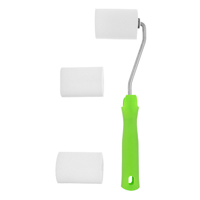 Набор: валик "ПОРОЛОН" с ручкой + 2 шубки, 65 мм, D - 42 мм, D ручки - 6 мм Сибртех