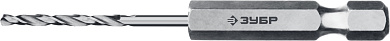 Сверло по металлу ЗУБР ПРОФ-А, 2.5 х 77 мм, сталь Р6М5, класс А, шестигранный хвостовик