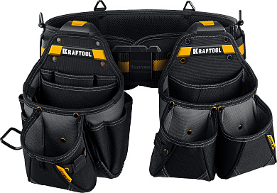 Пояс монтажника KRAFTOOL KBS-3L в комплекте: пояс монтажника и 2 большие сумки