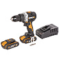 Дрель-шуруповерт ударная аккумуляторная WORX WX352, 60Нм, 20В, бесщеточная, 2Ач x2, ЗУ 2А, кейс