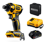Бесщеточный ударный винтоверт STEHER 20 В, 180 Н·м, 1 АКБ LMS (2 А·ч)