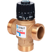Термостатический смесительный клапан STOUT для систем отопления и ГВС 1” НР 20-43°С KV 2,5 м3/ч