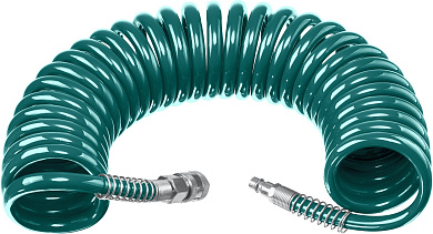 Воздушный спиральный шланг с фитингами рапид 10 м, 8х12 мм, 15 бар, KRAFTOOL