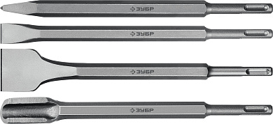 Набор зубил ЗУБР БУРАН, 4 шт, 250 мм, SDS-plus