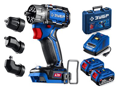 Бесщеточная модульная дрель-шуруповерт ЗУБР КОМПАКТ Комби #3, 20 В, 50 Н·м, 2 АКБ LMS (4 А·ч)