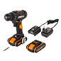 Дрель-шуруповерт аккумуляторная WORX WX100.2, 20В, 2Ач х2, ЗУ 0,4А, сумка