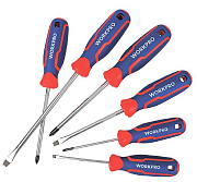 Набор отверток S-3*75/5.5*100/6.5*150мм/PH0*75/1*100/2*100мм/CR-V/(6 шт) //WORKPRO