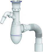 Сифон для тюльпана, умыв с прикруч выпуском 1 1/2 под стиралку и гибким соед д.40х40/50