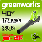 Воздуходувка аккумуляторная Greenworks G40AB, 40V, без АКБ и ЗУ (2400807)