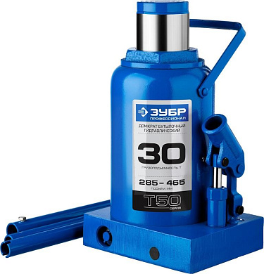 Домкрат гидравлический бутылочный ЗУБР 30т, 285-465мм, Профессионал