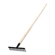 Грабли стальные, 1300 мм, 12 прямых зубьев, деревянный черенок Сибртех