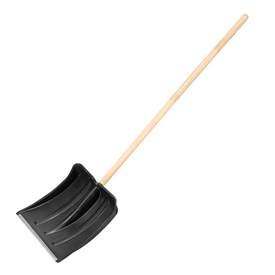 Лопата для уборки снега пластиковая, 380х385х1420 мм, оцинк.планка, дерев.черенок Произведено в РФ