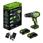 Дрель-шуруповерт ударная акк. Greenworks GD24DD60, 24V, б/щет, 30/60Нм,2х2Ач,ЗУ,кор (3704107CUC)