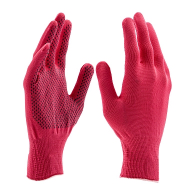 Перчатки трикотажные, синтетическая нить, ПВХ точка, цвет: розовая фуксия, L, 13 класс Сибртех