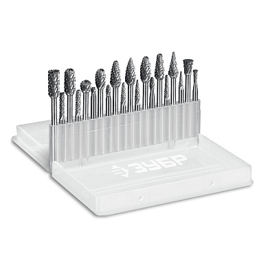 Набор борфрез твердосплавных, хв-к 3 мм, ПРОФЕССИОНАЛ ЗУБР 20 шт 