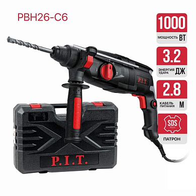 Перфоратор P.I.T. PBH26-C6 1000Вт/3,2Дж/SDS-Plus/3 режима/кейс