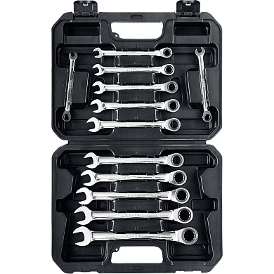 Набор ключей комбинированных гаечных трещоточных ЗУБР 12 шт, 8 - 19 мм