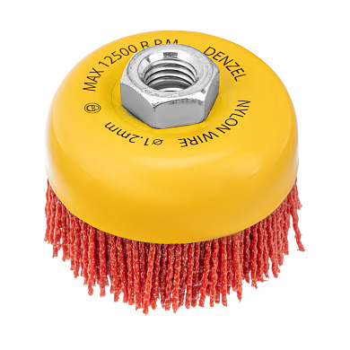 Щетка для УШМ, 75 мм, Чашка, нейлоновая щетина, М14// Denzel