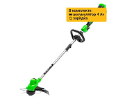 Триммер аккумуляторный Greenworks GD40LT, 40V, 38 см, с 1хАКБ 4 Ач и ЗУ (2112207UB)