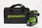 Перфоратор Greenworks GD24SDS2k4, 24v, 2 Дж, в комплекте с АКБ 4 А·ч и ЗУ