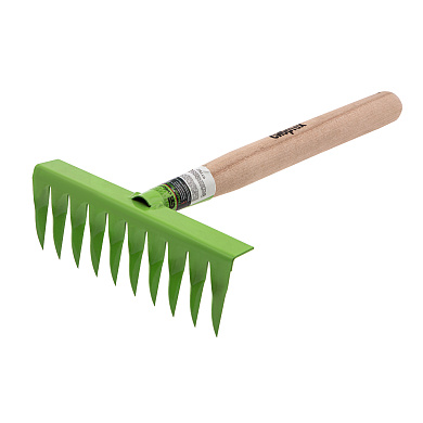 Грабли витые 10-зубые, 200х365 мм, стальные, деревянная рукоятка, АГРОНОМ, Россия// Сибртех