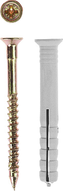 Дюбель-гвоздь полипропиленовый, потайный бортик, 6 x 40 мм, 2000 шт, ЗУБР