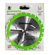 Диск пильный по дереву для циркулярной мини пилы Greenworks, Арт. 2952507, 120х9,5 мм, 24T