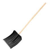 Лопата для уборки снега пластиковая, 380х385х1420 мм, оцинк.планка, дерев.черенок Произведено в РФ