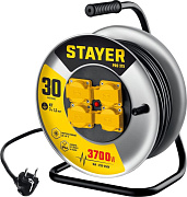 Силовой удлинитель на стальной катушке STAYER PRO-315, КГ, 3 x 1.5 мм2, 30 м, 3700 Вт, IP44 (55077-3